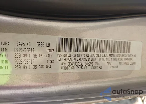 2018 Dodge Journey Se из США, поврежденный, VIN 3C4PDCABXJT209271